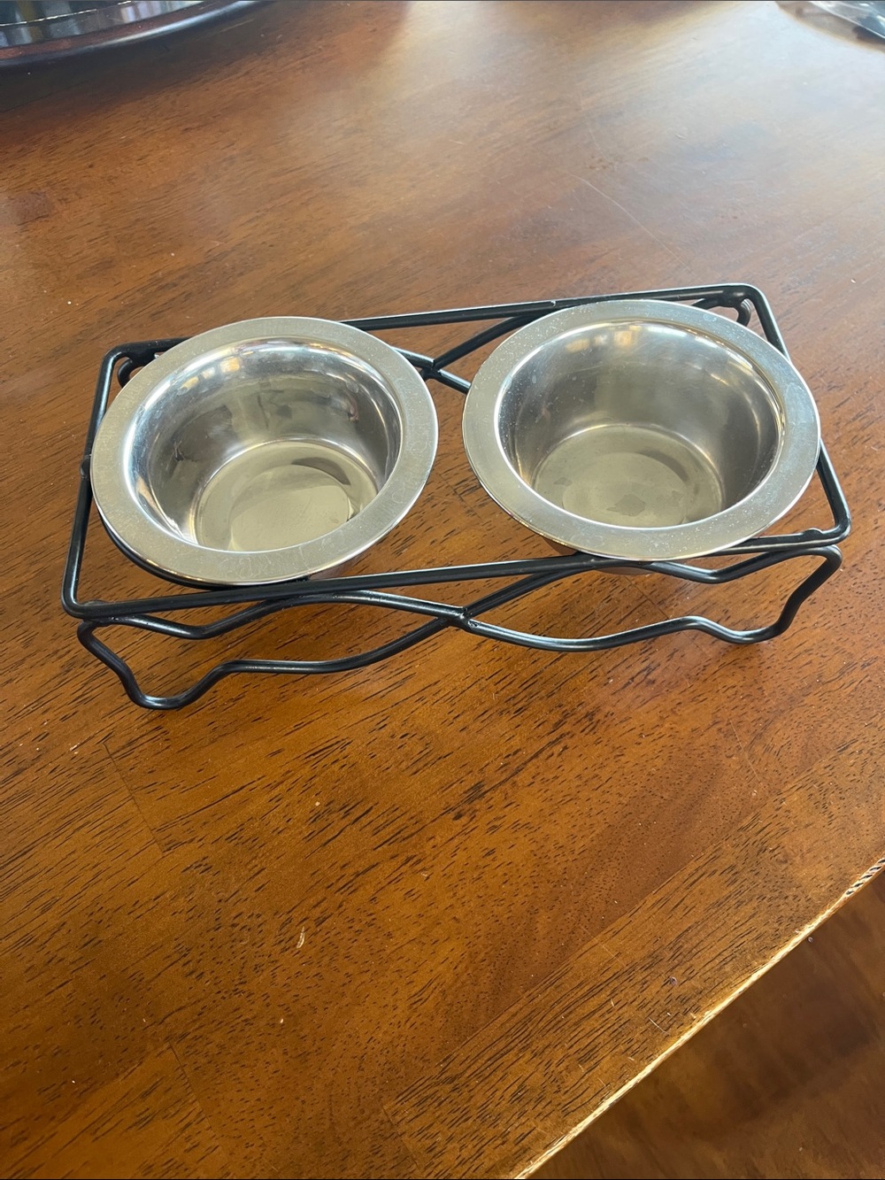 Double Stainless Steel Pet Bowls with Black Metal Stand